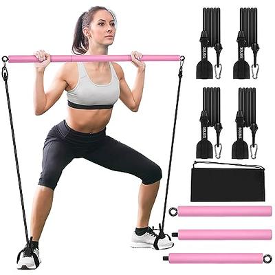 Multifunctional Pilates Bar Kit with Resistance Bands - 6 Resistance Bands  (15, 20, 25 LB) Portable Gym Equipment - Home, Office & Travel Workout