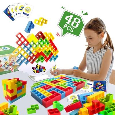 ALKISTA 48 Pcs Tetra Tower Balance Stacking Blocks Game, Board Games for 2  Players+ Family Games, Parties, Travel, Kids & Adults Team Building Blocks