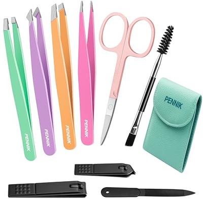 Tweezers Set for Women Facial Hair, Pennik 9 Pcs Professional Nail Clippers  and Tweezer Kit with Leather Travel Case, Precision Tweezers Tools with  Curved Scissors for Eyebrow, Eyelash, Ingrown Hair - Yahoo Shopping