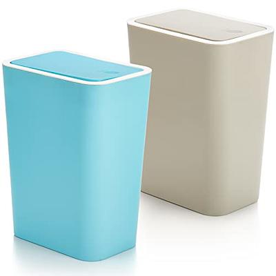 2 Pack Round Modern Trash Can, 3.2Gal/12L Bathroom Trash Can Hidden Bag,  Open Top Trash Can with Built in Bag Dispenser