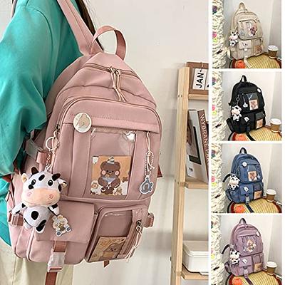 Eagerrich Aesthetic Backpack Cute Kawaii Backpack School Supplies Laptop  Bag for Teens Girls Women Students Solid Color