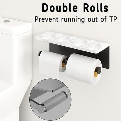 Marble Double Toilet Paper Holder with Shelf, Paper Towel Holder