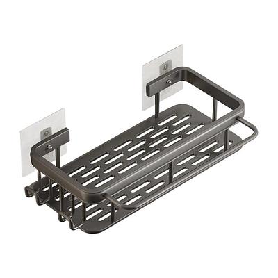 Aoibox 2 Pcs 4.88 in. W x 8.7 in. H x 15.74 in. D Glass Rectangular Bath Shower Shelf in Black, One of Them with Towel Holder