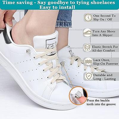 Stepace 3 Pairs No Tie Shoe Laces -5/16 Wide-Tieless Flat No Tie Elastic  Shoelaces for Kids and Adults Sneakers Black+White+Gray 100 - Yahoo Shopping