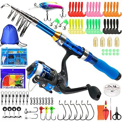 PLUSINNO Kids Fishing Pole with Spincast Reel Telescopic Fishing