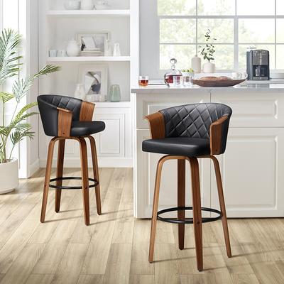 Art Leon Set of 2 Yellow Brown Swivel Adjustable Height Bar Stool in the  Bar Stools department at