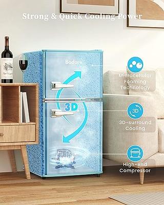 Bodare Mini Fridge with Freezer Quiet: 3.2 Cu.Ft Mini Refrigerator with 2  Doors - Small Refrigerator Energy-Efficient Compact Refrigerator - Small  Fridge for Bedroom Dorm Office Apartment (Champagne) 