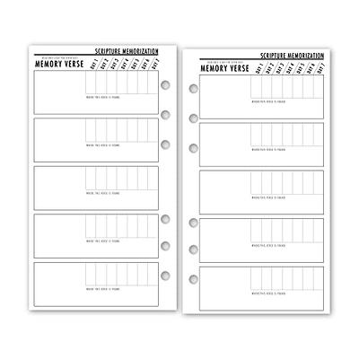 A5 Scripture Memorization Planner Insert Refill, Fits 6-Rings