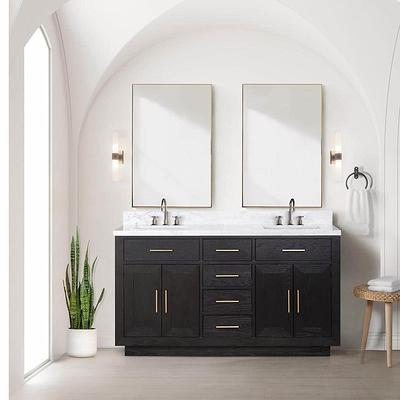 Lexora Fossa 84 in W x 22 in D Grey Oak Double Bath Vanity