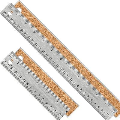 Btanadi Metal Ruler with Cork Backing:(6+12 Inch) Stainless Steel