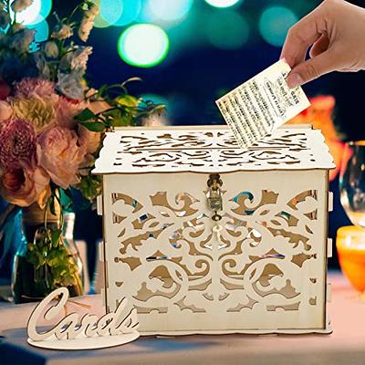 Rustic Wooden Wedding Card Box With Slot - Perfect For Reception