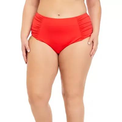 Kim Rogers® Women's Plus Size Side Shirred Full Coverage Swim Bottoms, Red,  20W - Yahoo Shopping