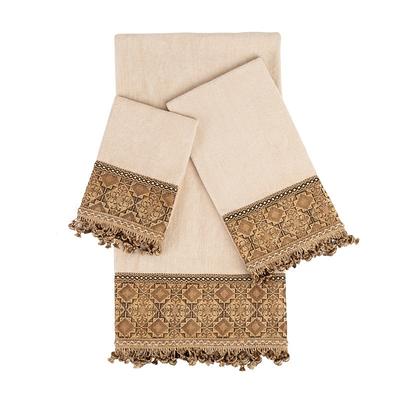 Brown jacquard bands shawl