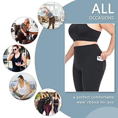  Plus Size Capri Leggings For Women-Stretchy X-Large-4X Tummy  Control High Waist Spandex Workout Black Yoga Pants