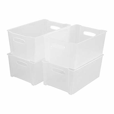 Tyminin Black Plastic Storage Bin with Clear Lid and Grey Handle, 6 Packs