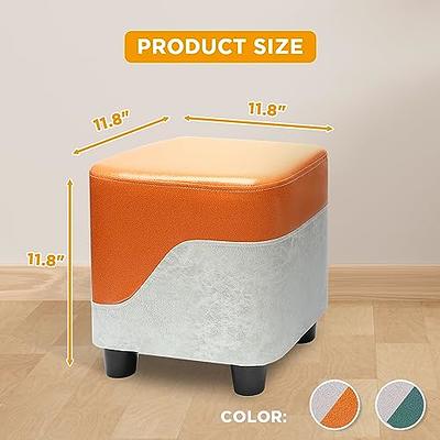 Cpintltr Linen Ottoman Round Footrest Stool Upholstered Step Stool Ottomans  Sofa Stool 4 Wood Legs with Anti-Slip Pads Modern Accent Home Decor