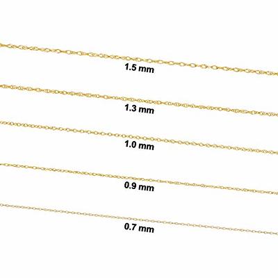 Kooljewelry 14k Yellow Gold Rope Chain Pendant Necklace (0.7 mm