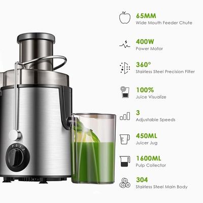 Centrifugal Juicer with 3'' Feed Chute, Stainless Steel, 3 Speed