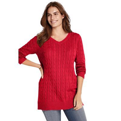 Terra & Sky Women's Plus Size Eyelash Knit Pullover Sweater, Midweight 