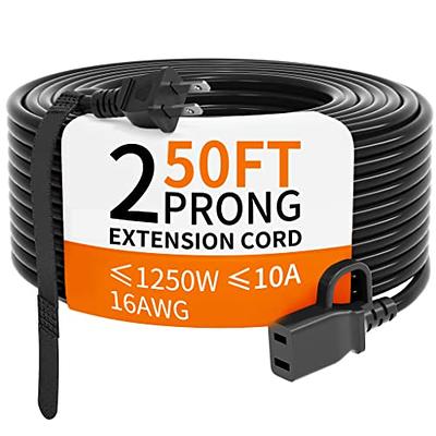 HUANCHAIN 50 FT Black Outdoor Extension Cord Waterproof,16/2 Flexible Cold  Weather Power Cord 2 Prong, 13A 16AWG SJTW, ETL Listed - Yahoo Shopping