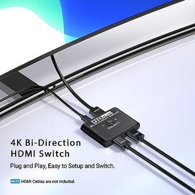 HDMI Switch Splitter 4K@60hz, Aluminum HDMI 2.0 Switcher 2 in 1 Out, HDMI  Splitter 1 in 2 Out, Bi-Directional Switch Support 4K 3D HDR for Xbox