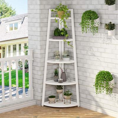 70 inch Tall Corner Shelf, Rustic Ladder Corner Bookshelf Bookcase