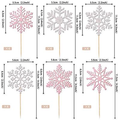 10 X GLITTER SNOWFLAKE CAKE CUPCAKE TOPPERS BLUE & SILVER