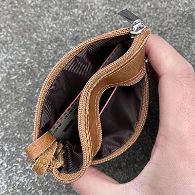 Moplusea Genuine Leather Small Coin Purse Wallet With Keychain, Mini Change  Purse, Coin Pouch Holder For Men (GLCB012 Brown) - Yahoo Shopping