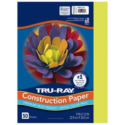 Pacon 103026 Tru-Ray Construction Paper, 76 lbs., 9 x 12, White, 50  Sheets/Pack