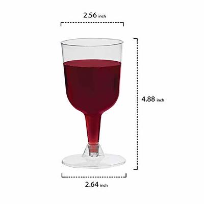 Party Essentials Hard Plastic Two Piece 5.5-Ounce Wine Glasses, Clear, Pack  of 20