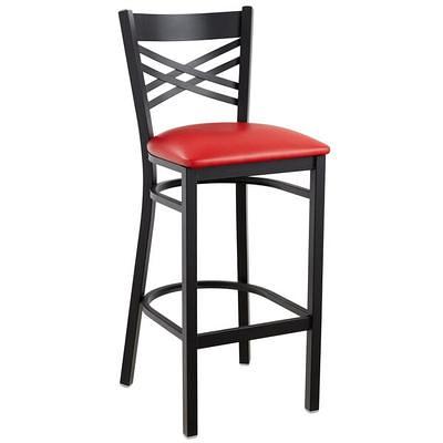 Lancaster Table & Seating Black Vinyl Folding Chair with 2 Padded Seat