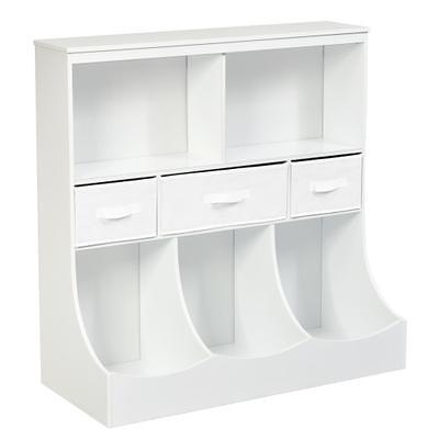 Stackable Shelf Storage Cubby with Three Baskets - White - Badger Basket