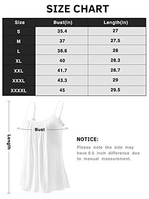 Ladies Cami with Built in Bra Cup Casual Flowy Swing Pleated Tank Top  Sleeveless