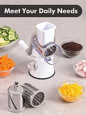 LucGee Rotary Cheese Grater with Handle - 3 in 1 Cheese Shredder