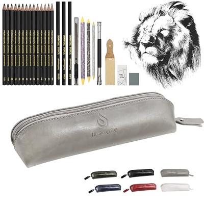 KINGART Drawing Set, Sketch Travel Case Kit, Sketching Supplies, Graphite,  and Charcoal Pencils, Pro Art Drawing Kit for Artists Adults, Teens