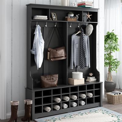 HOMCOM Hall Tree with Bench and Shoe Storage, Entryway Bench with Coat  Rack, Mudroom Bench with Storage and Hooks for Hallway, Gray