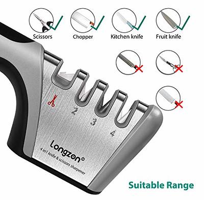 4-in-1 longzon [4 stage] Knife Sharpener with a Pair of Cut-Resistant  Glove, Original Premium Polish Blades, Best Kitchen Knife Sharpener Really  Works for Ceramic and Steel Knives, Scissors. - Yahoo Shopping