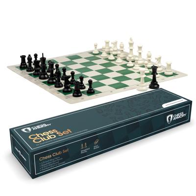 Chess Armory Deluxe Chess Club Set with Clock and Folding Chess Board