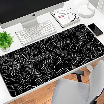 Gaming Mouse Pad Large Keyboard Pad 31.5 x 11.8in Topographic Mouse Pad  Black and White Mouse Pad for Keyboard with Anti-Slip Rubber Base, Extended  Desk Pad XL Keyboard Pad Mouse Mat 