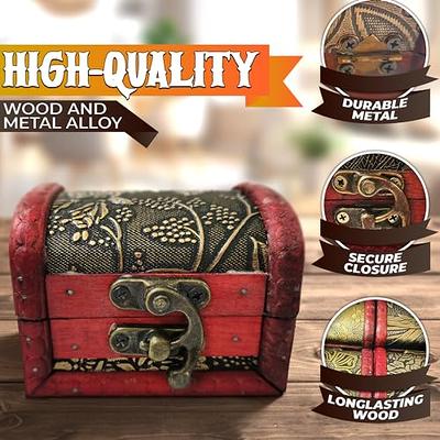 Wood and Leather Treasure Chest Box Decorative Storage Chest Box with Lock  | Handcrafted Decorative Boxes with Lids for Home Decor | Two Different