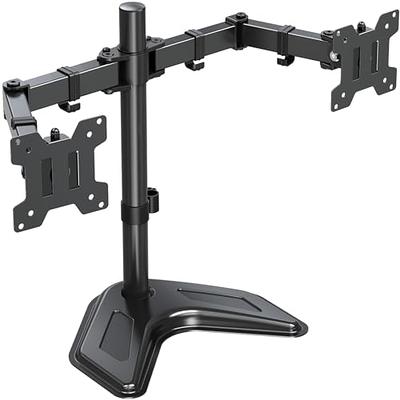 HUANUO Vertical Dual Monitor Mount, Stacked Monitor Stand for 2 Monitors  with Height Adjustment Computer Monitor Arm Supports Two 17 to 32 Inch with  C Clamp Each Monitor Desk Mount Hold up