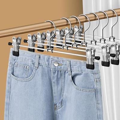 SONGMICS 24 Pack Pants Hangers, 16.7 inch Coat Hangers with Rose Gold Colored Movable Clips
