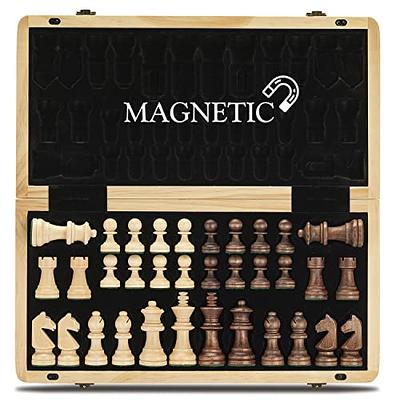 New Wooden Chess 2-in-1 Checkers Round Corner Fold Board Magnetic