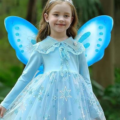 Girls' Blue Butterfly Princess Dress Costume Christmas Halloween