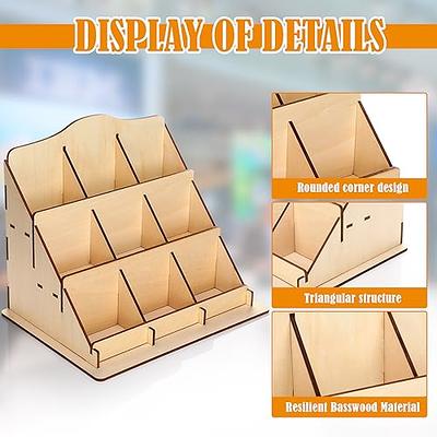 DS The Display Store 3 Tier Rotating Sticker Display Stand for Vendors Brown Wooden Gift Card Display Stand Countertop Retail Display Sticker Holder