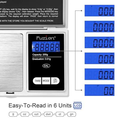 Fuzion Digital Gram Scale, 200g/0.01g Mini Jewelry Scale, Pocket Scale,  Herb Scale Gram and Ounce, Portable Travel Food Scale .01 Gram Accuracy  with LCD Display, Stainless Steel, Tare - Yahoo Shopping