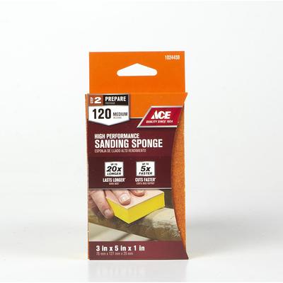 Ace 5 in. L X 3 in. W X 1 in. 220 Grit Extra Fine 2-Sided Sanding Sponge -  Ace Hardware