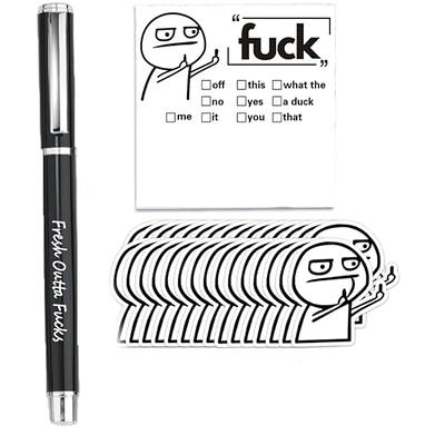 Fresh Outta Fucks Pad and Pen, Humorous Funny Office Desk Sticky Notes and  Pen Accessories Set, Snarky Novelty Office Supplies, Great Gift for