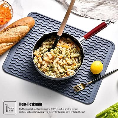 Silicone Dish Drying Mat for Kitchen Counter- Friendly Silicone Drying Mat  - Easy to Clean Heat Resistant Dish Mat - Large (12 x 16) - Gray