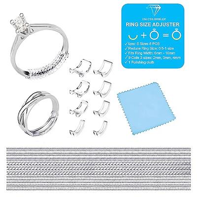 WLLHYF Ring Size Adjuster for Loose Rings 20 PCS 4 Sizes Fit Any Ring Size  with Silver Cleaning Cloth Reducer Jewelry Spacer Invisible Ring Guard for